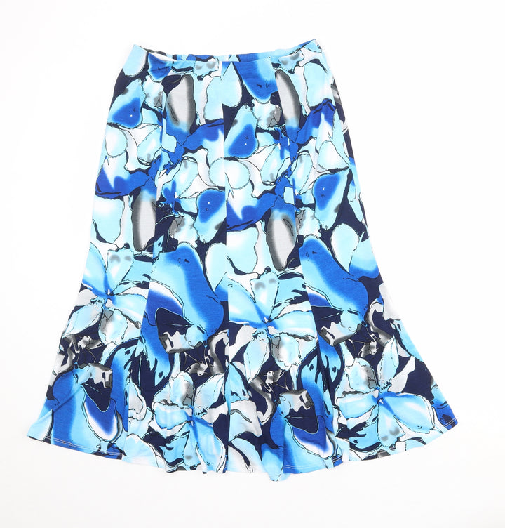 Saloos Womens Blue Geometric Polyester Swing Skirt Size 12