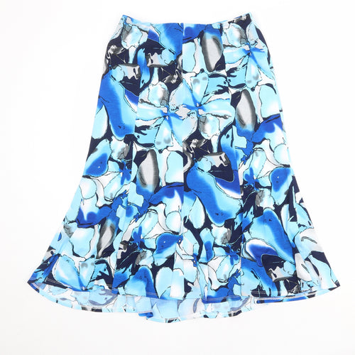 Saloos Womens Blue Geometric Polyester Swing Skirt Size 12