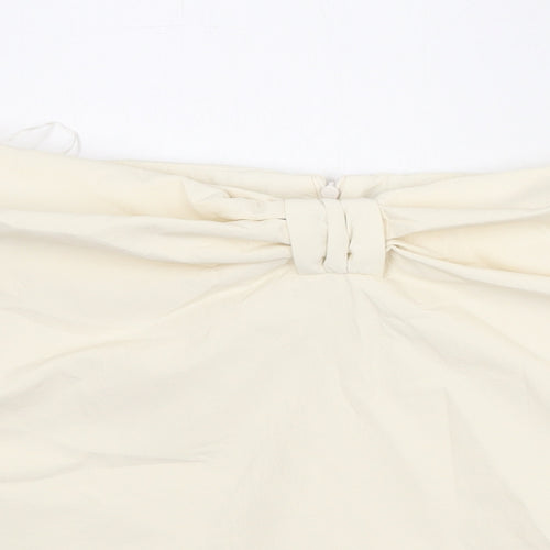 Zara Womens Ivory Polyamide Cropped Blouse Size M Off the Shoulder