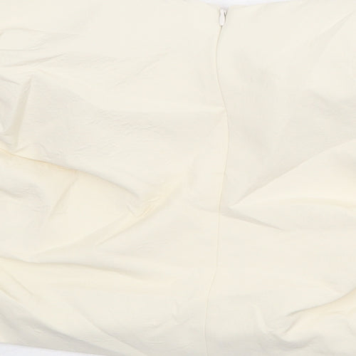 Zara Womens Ivory Polyamide Cropped Blouse Size M Off the Shoulder