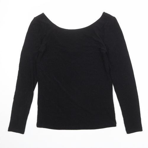 Soaked Womens Black Polyester Basic T-Shirt Size XL Round Neck
