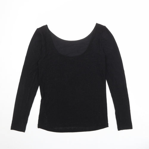 Soaked Womens Black Polyester Basic T-Shirt Size XL Round Neck