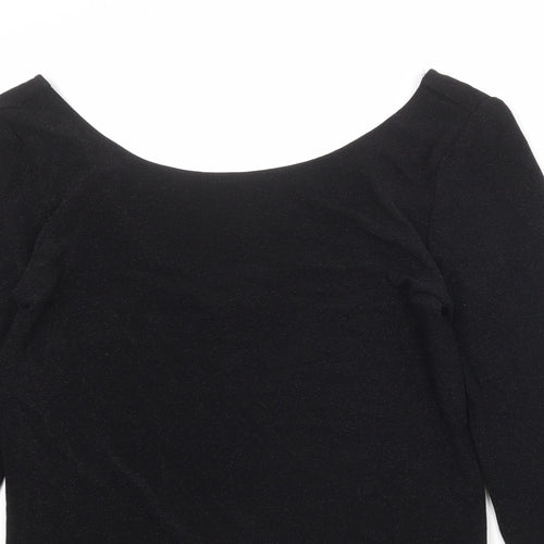 Soaked Womens Black Polyester Basic T-Shirt Size XL Round Neck