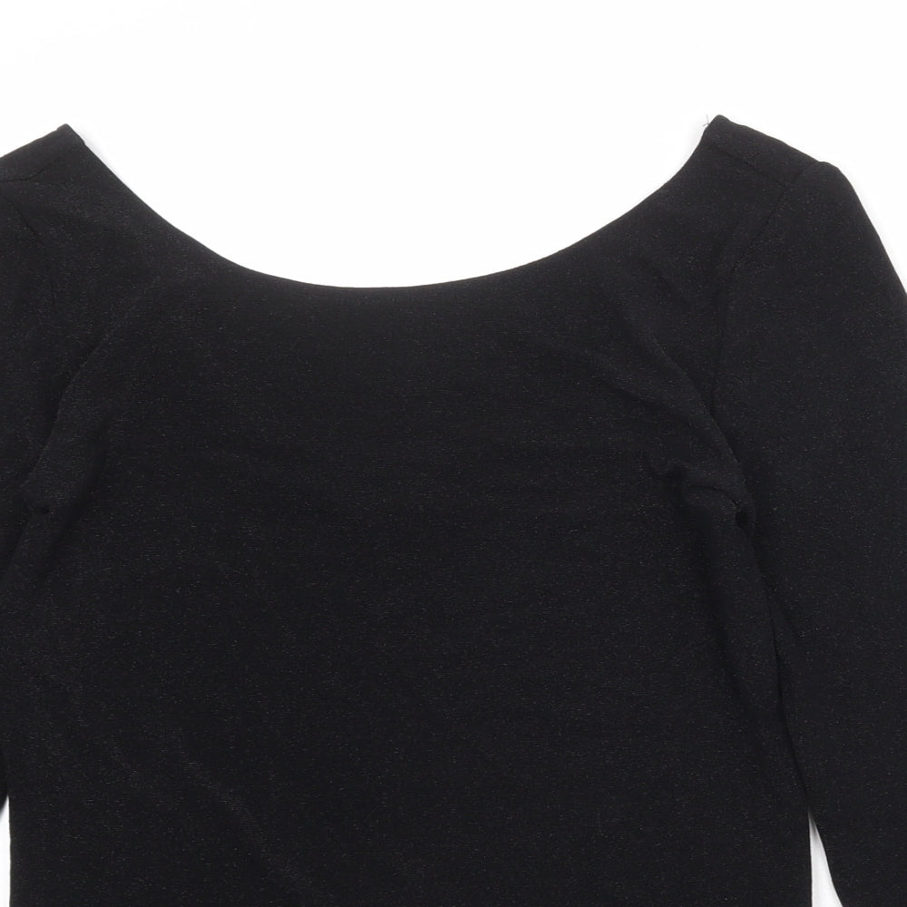 Soaked Womens Black Polyester Basic T-Shirt Size XL Round Neck