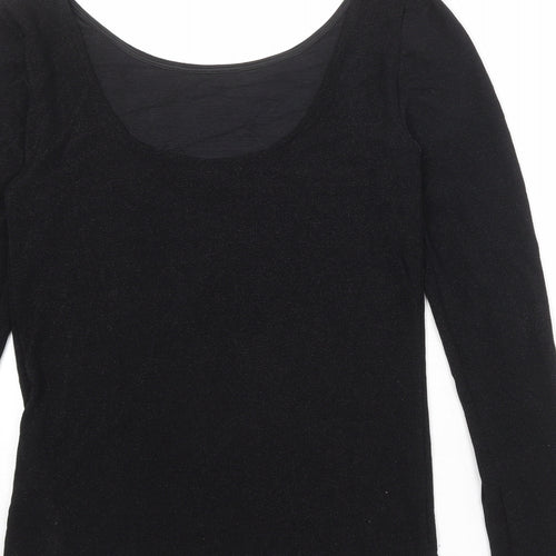Soaked Womens Black Polyester Basic T-Shirt Size XL Round Neck