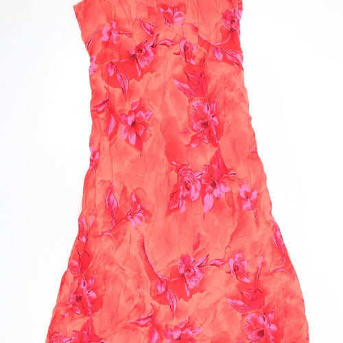 Marks and Spencer Womens Red Floral Viscose Maxi Size 12 Boat Neck Pullover