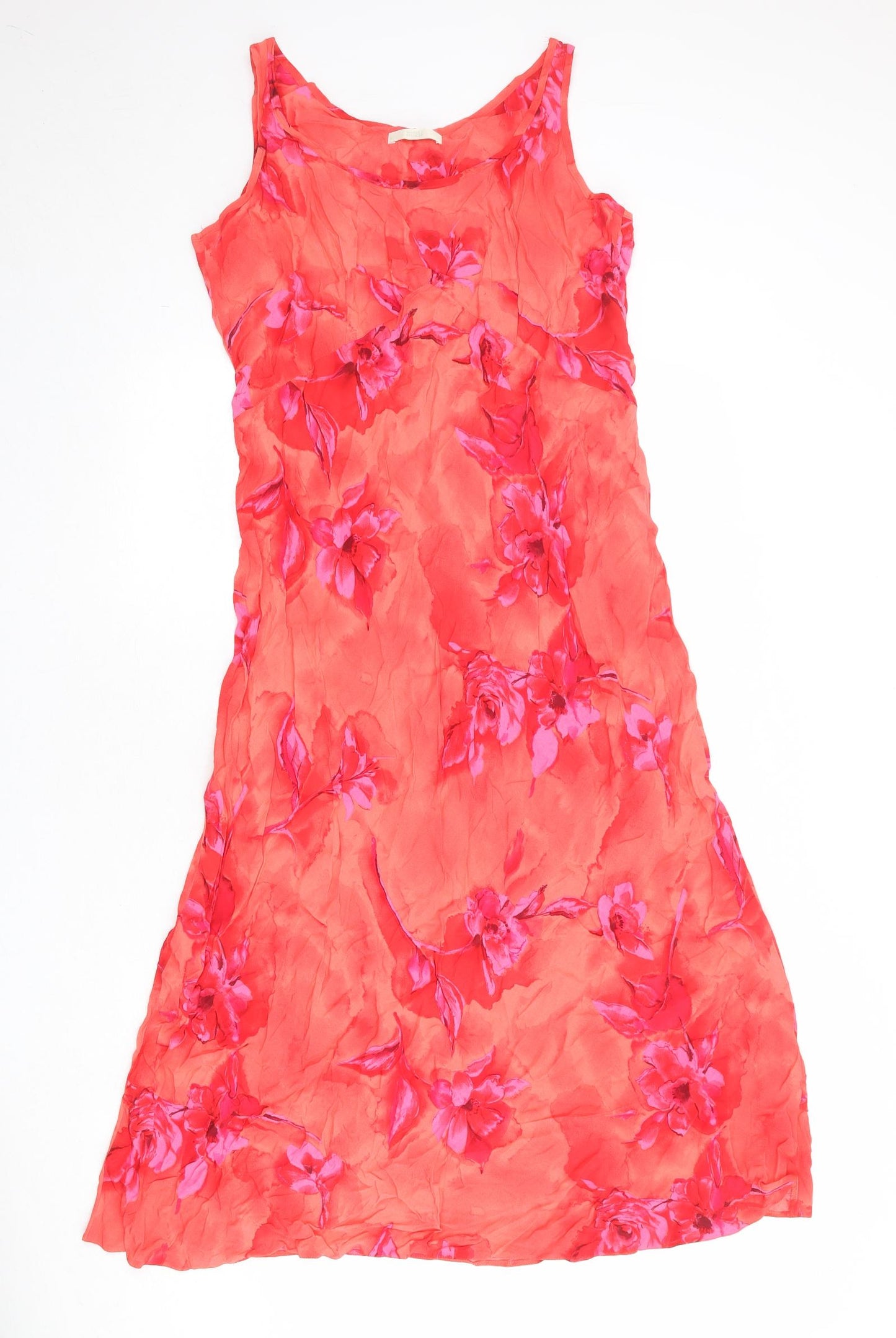 Marks and Spencer Womens Red Floral Viscose Maxi Size 12 Boat Neck Pullover