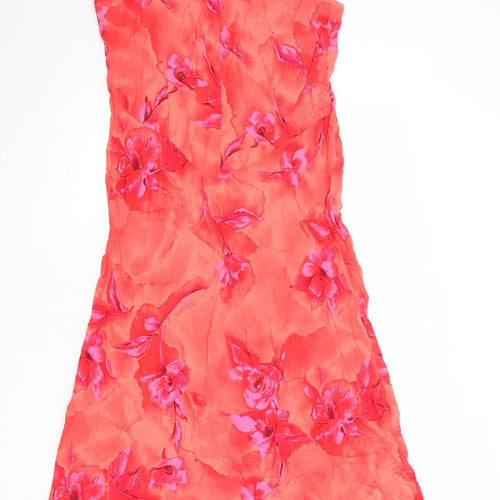 Marks and Spencer Womens Red Floral Viscose Maxi Size 12 Boat Neck Pullover