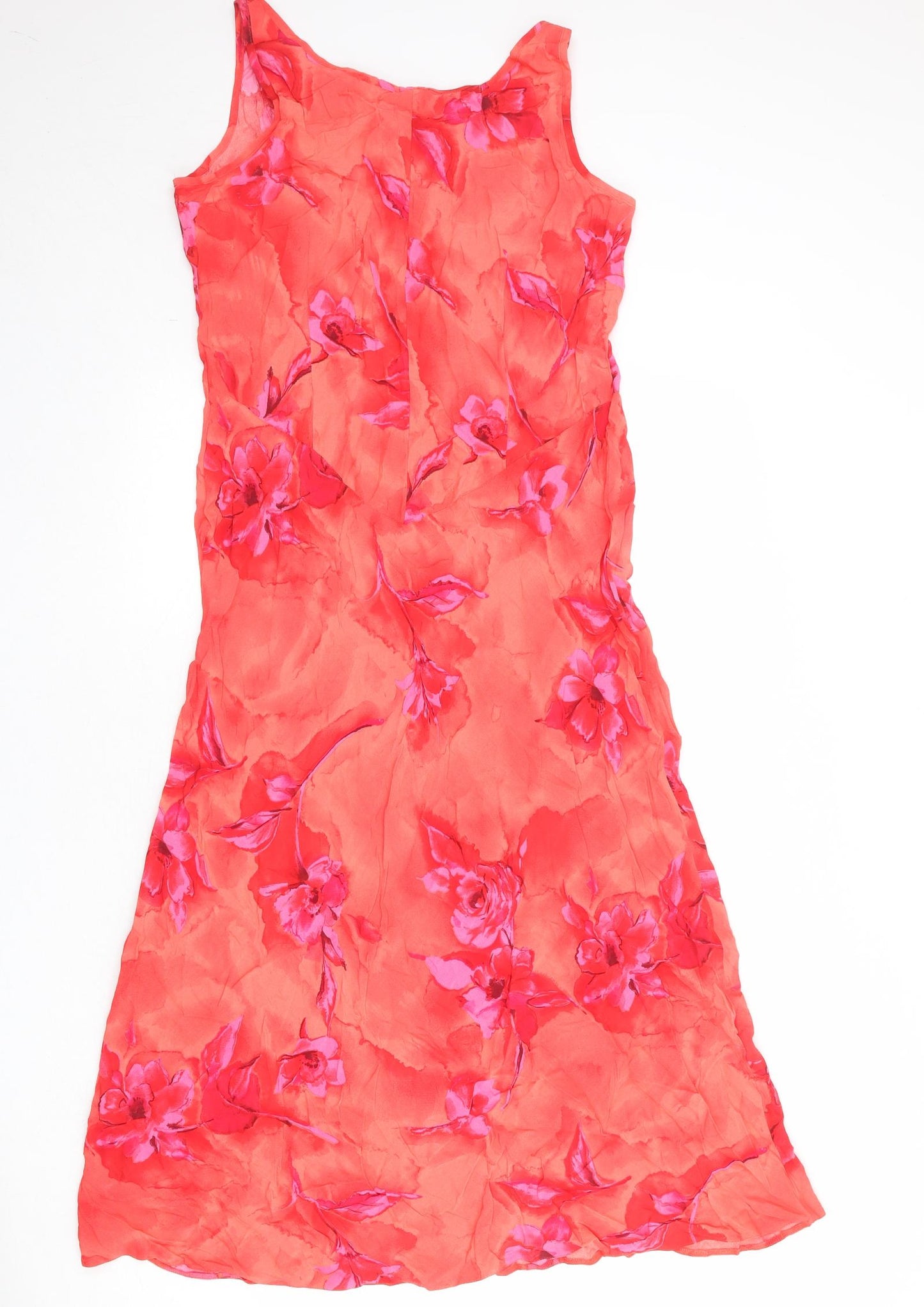 Marks and Spencer Womens Red Floral Viscose Maxi Size 12 Boat Neck Pullover