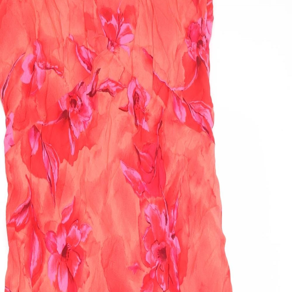 Marks and Spencer Womens Red Floral Viscose Maxi Size 12 Boat Neck Pullover