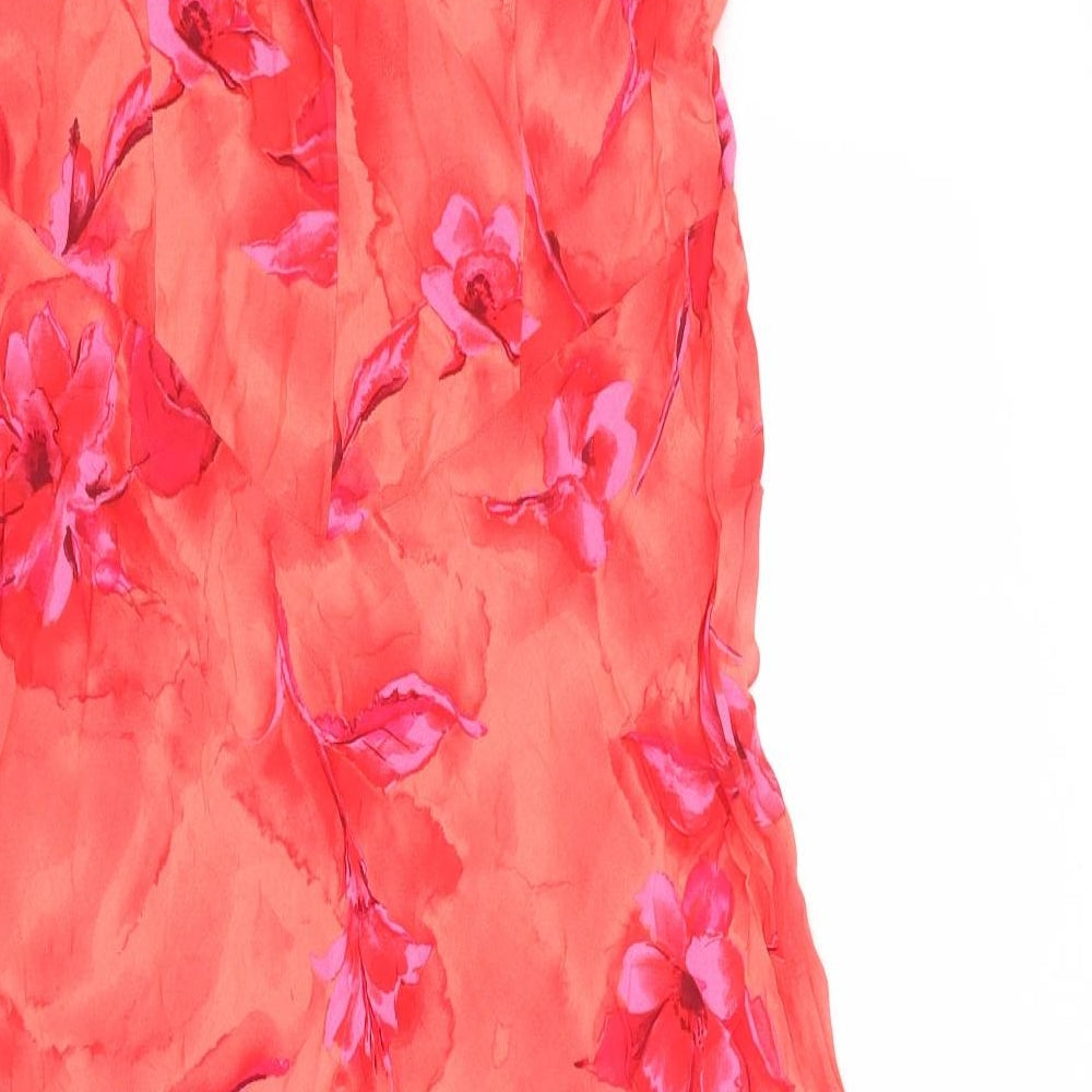 Marks and Spencer Womens Red Floral Viscose Maxi Size 12 Boat Neck Pullover