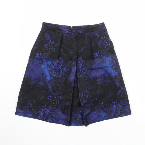 Coast Womens Black Geometric Polyester A-Line Skirt Size 6 Zip