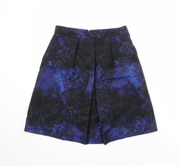 Coast Womens Black Geometric Polyester A-Line Skirt Size 6 Zip