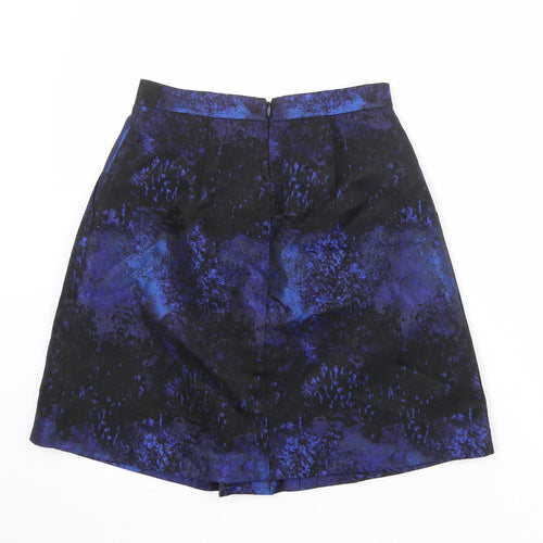 Coast Womens Black Geometric Polyester A-Line Skirt Size 6 Zip