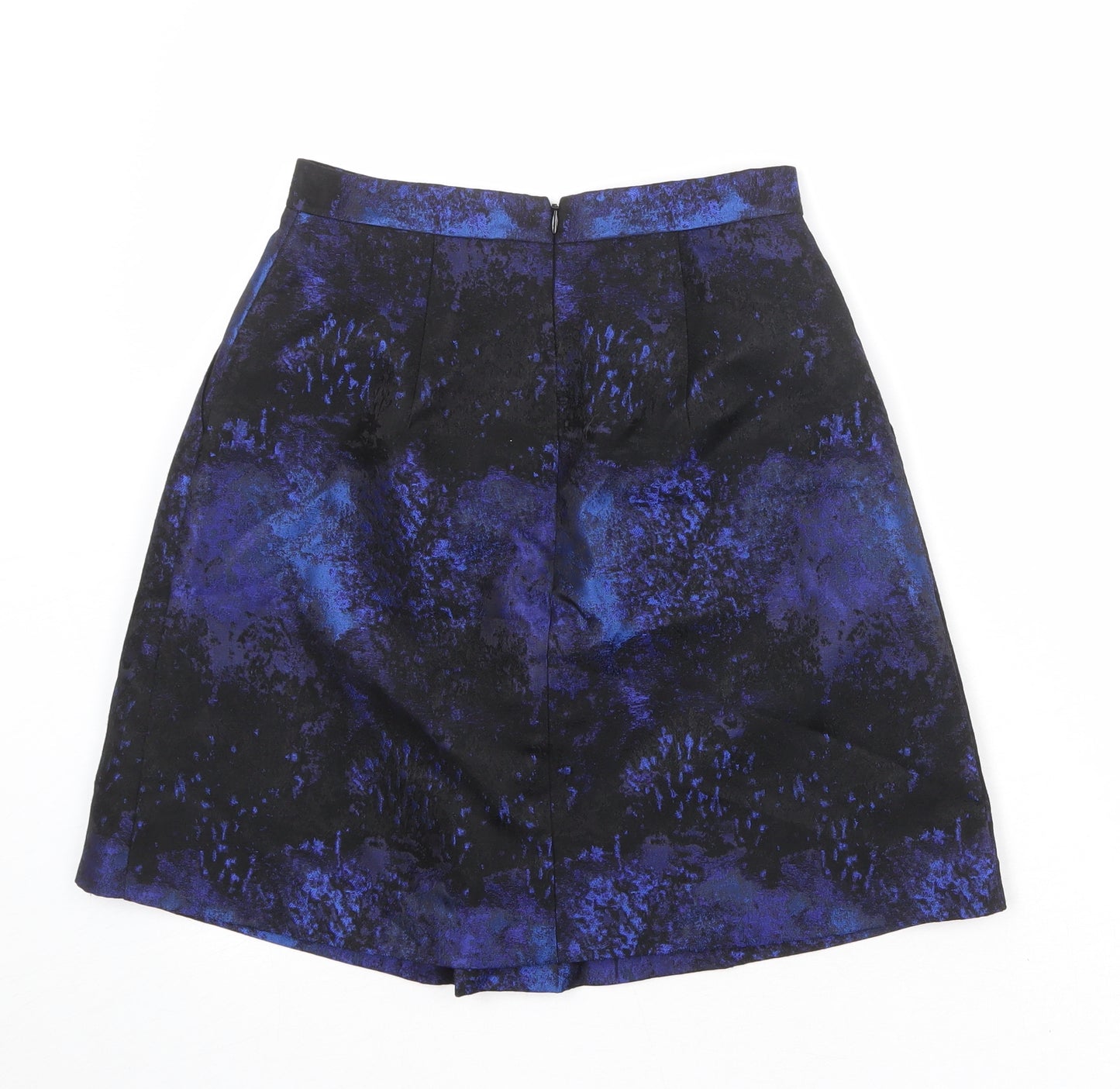 Coast Womens Black Geometric Polyester A-Line Skirt Size 6 Zip