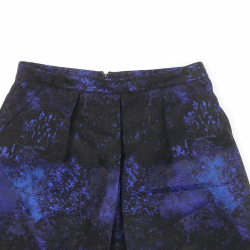 Coast Womens Black Geometric Polyester A-Line Skirt Size 6 Zip