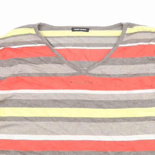 Gerry Weber Womens Multicoloured V-Neck Striped Polyester Pullover Jumper Size 12