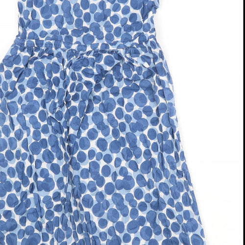 Seasalt Womens Blue Geometric 100% Cotton A-Line Size 10 V-Neck Button