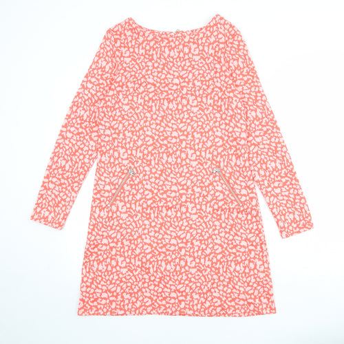 Marylin & John Womens Pink Animal Print Polyester A-Line Size M Boat Neck Pullover - Leopard Print