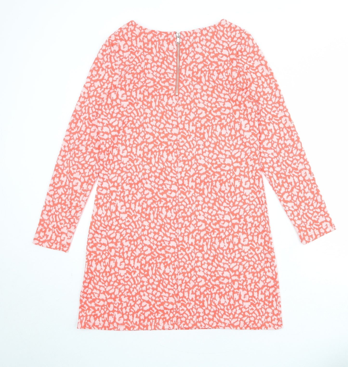 Marylin & John Womens Pink Animal Print Polyester A-Line Size M Boat Neck Pullover - Leopard Print