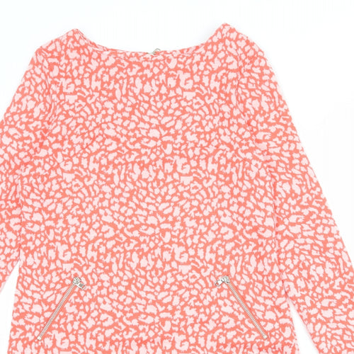 Marylin & John Womens Pink Animal Print Polyester A-Line Size M Boat Neck Pullover - Leopard Print