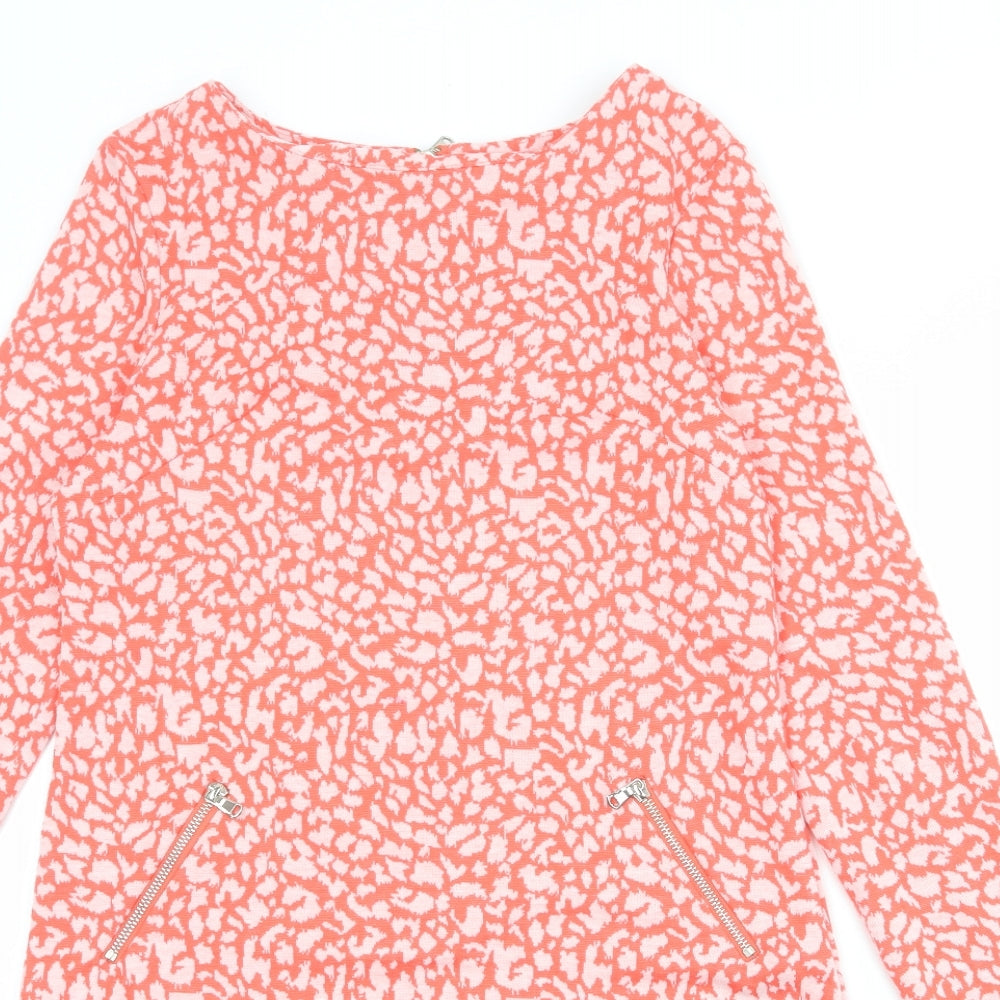 Marylin & John Womens Pink Animal Print Polyester A-Line Size M Boat Neck Pullover - Leopard Print
