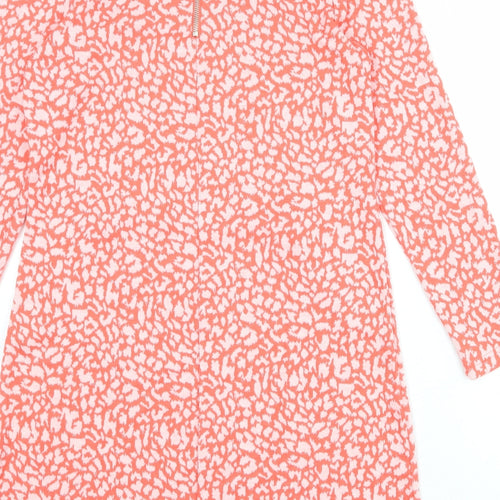 Marylin & John Womens Pink Animal Print Polyester A-Line Size M Boat Neck Pullover - Leopard Print