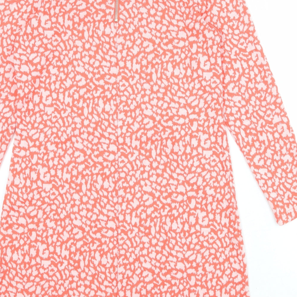 Marylin & John Womens Pink Animal Print Polyester A-Line Size M Boat Neck Pullover - Leopard Print