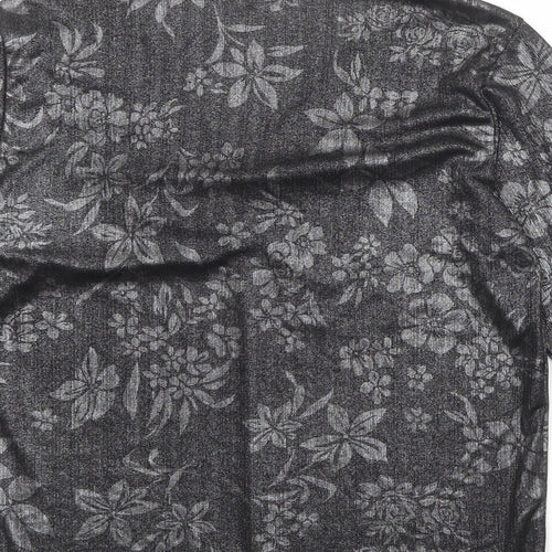 After Dark Womens Black Geometric Polyester Basic Blouse Size 14 V-Neck