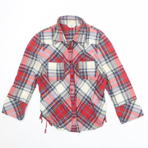 NEXT Womens Multicoloured Geometric 100% Cotton Basic Button-Up Size 14 Collared