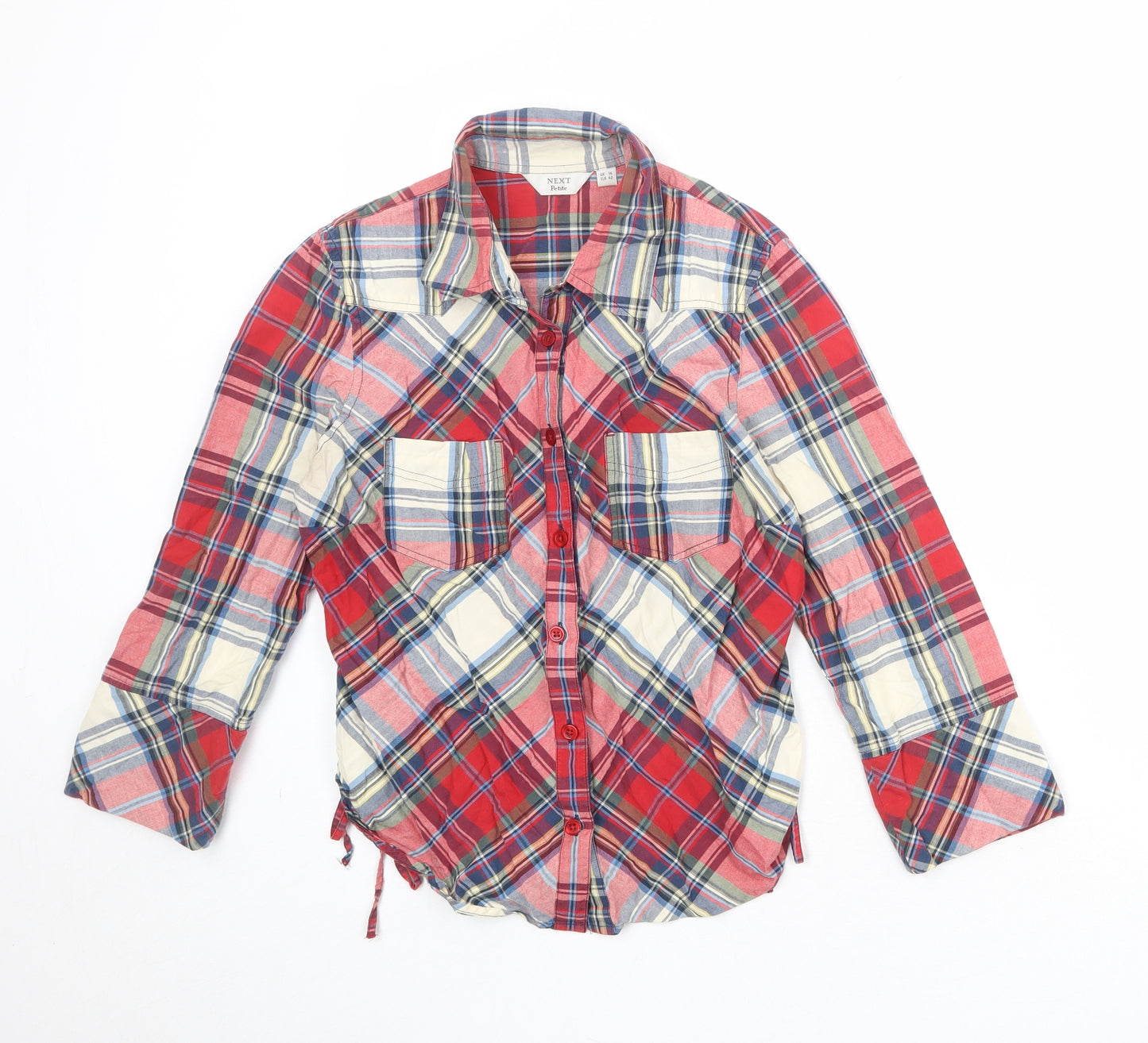 NEXT Womens Multicoloured Geometric 100% Cotton Basic Button-Up Size 14 Collared