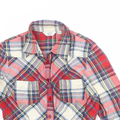 NEXT Womens Multicoloured Geometric 100% Cotton Basic Button-Up Size 14 Collared