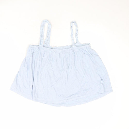 New Look Womens Blue Cotton Basic Tank Size 10 Square Neck