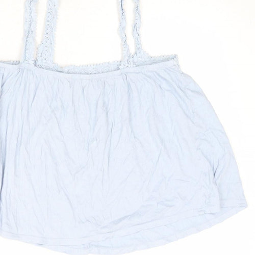 New Look Womens Blue Cotton Basic Tank Size 10 Square Neck