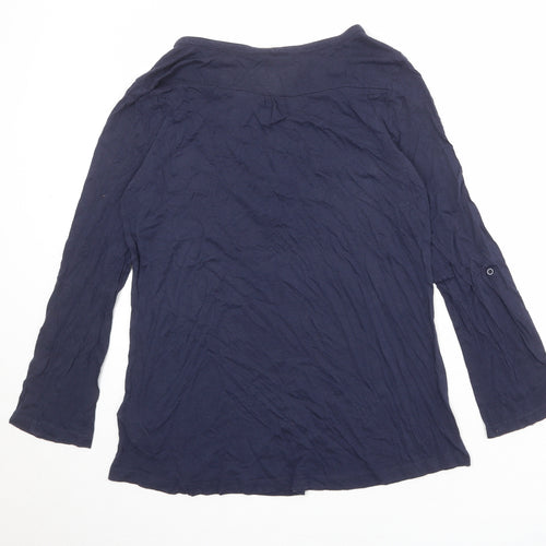 New Look Womens Blue Cotton Basic Blouse Size 14 V-Neck