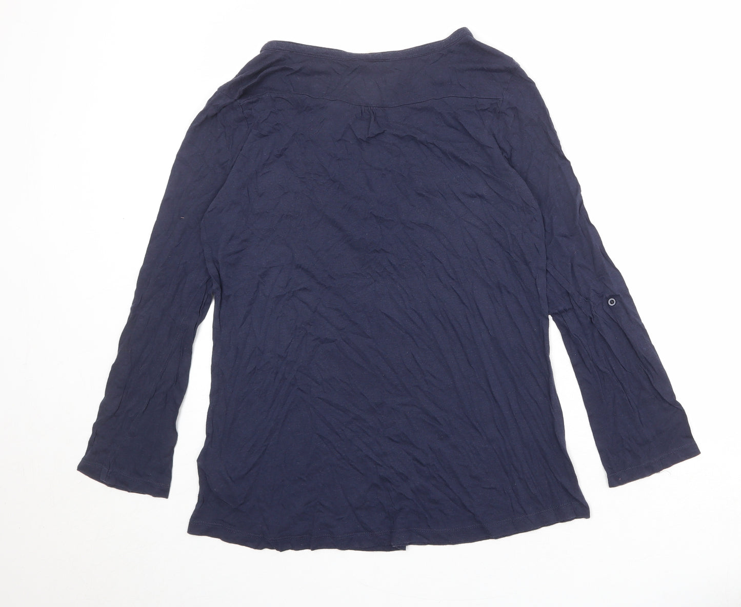 New Look Womens Blue Cotton Basic Blouse Size 14 V-Neck