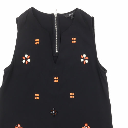 NEXT Womens Black Polyester Basic Blouse Size 10 V-Neck - Embellished