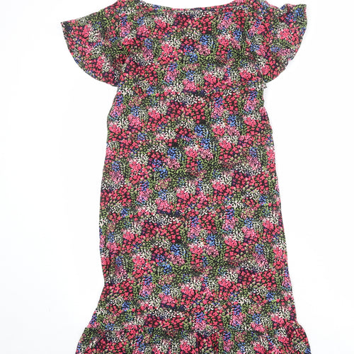 NEXT Womens Multicoloured Floral Viscose A-Line Size 14 V-Neck Pullover - Angel Sleeve