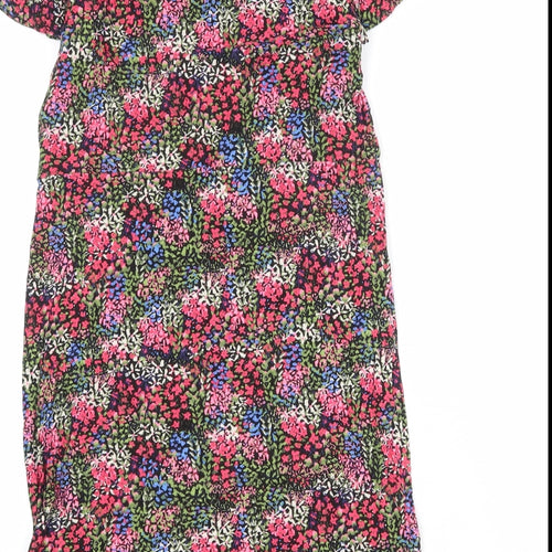 NEXT Womens Multicoloured Floral Viscose A-Line Size 14 V-Neck Pullover - Angel Sleeve