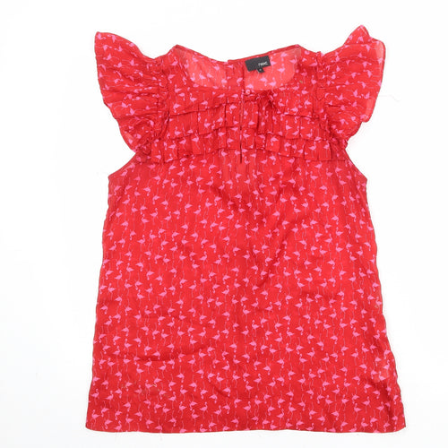 NEXT Womens Red Geometric Polyester Basic Blouse Size 12 Boat Neck - Flamingo Print