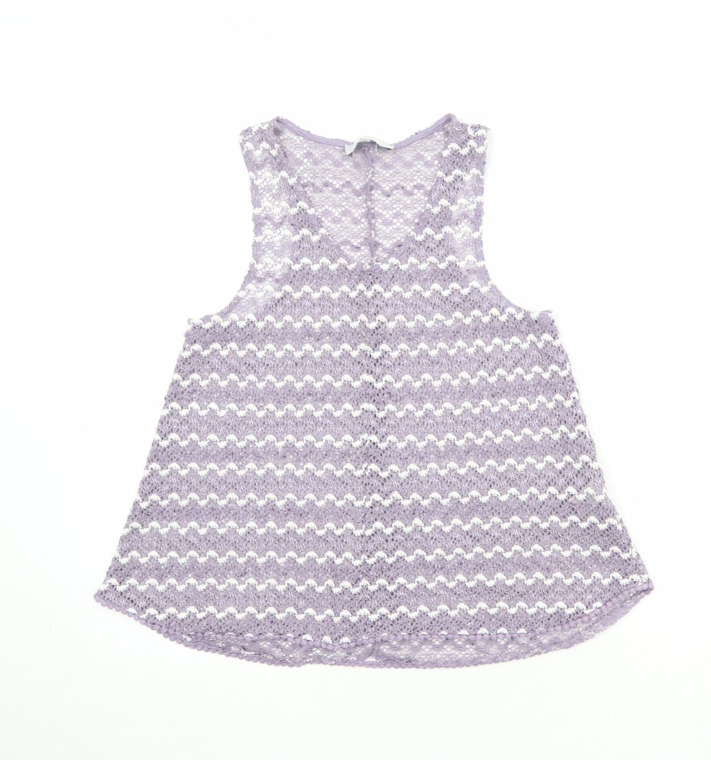 NEXT Womens Purple Geometric Polyester Basic Tank Size 8 Scoop Neck