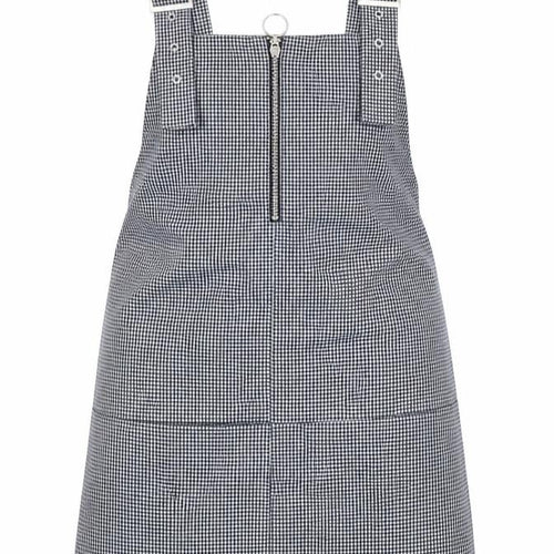 Mango Womens Black Check Polyester Pinafore/Dungaree Dress Size M Square Neck Zip