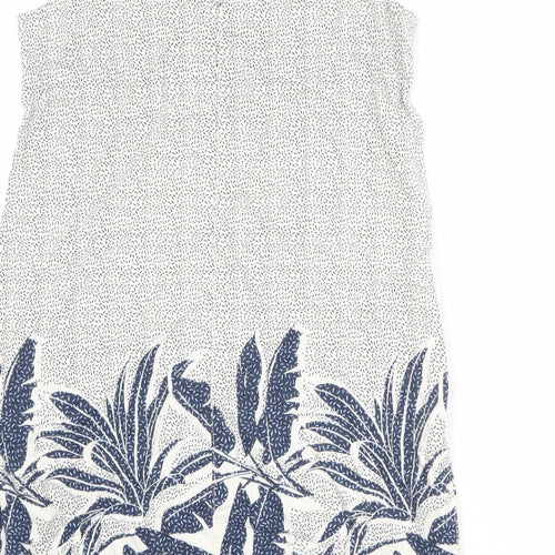 NEXT Womens Beige Geometric Linen Tank Dress Size 12 Boat Neck Pullover