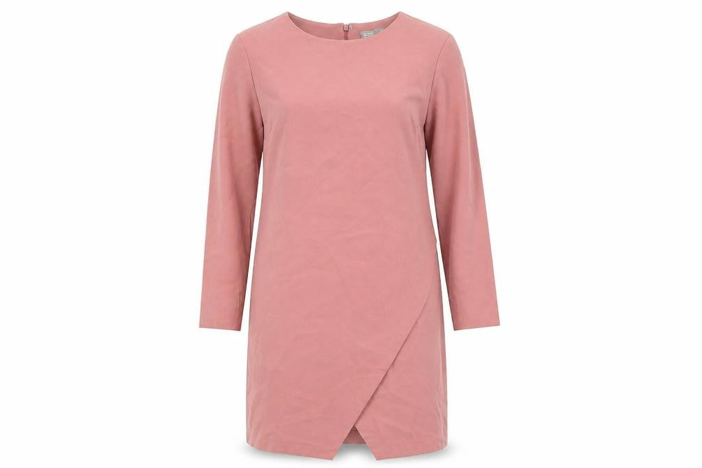 ASOS Womens Pink Polyester Sheath Size 12 Boat Neck Zip - Wrap Front Detail