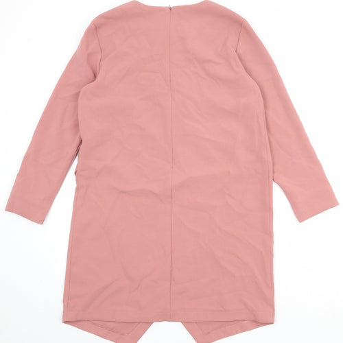 ASOS Womens Pink Polyester Sheath Size 12 Boat Neck Zip - Wrap Front Detail