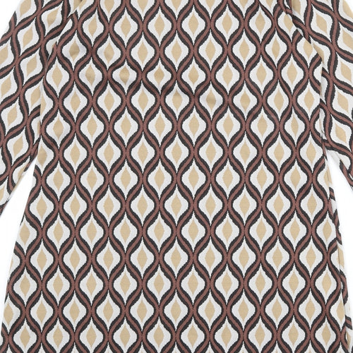 Zara Womens Multicoloured Geometric Polyester Shift Size XS Boat Neck Pullover