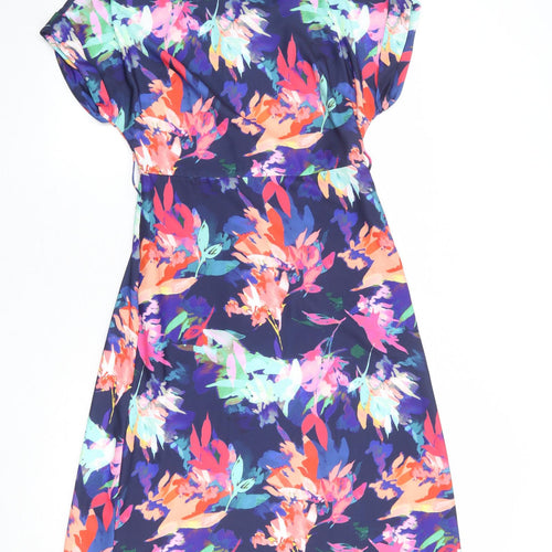 NEXT Womens Multicoloured Geometric Polyester A-Line Size 8 Round Neck Zip