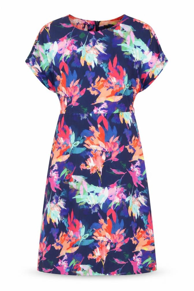 Next Womens Multicoloured Geometric Polyester A-Line Size 8 Round Neck Zip