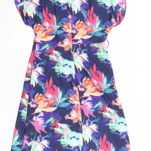 NEXT Womens Multicoloured Geometric Polyester A-Line Size 8 Round Neck Zip