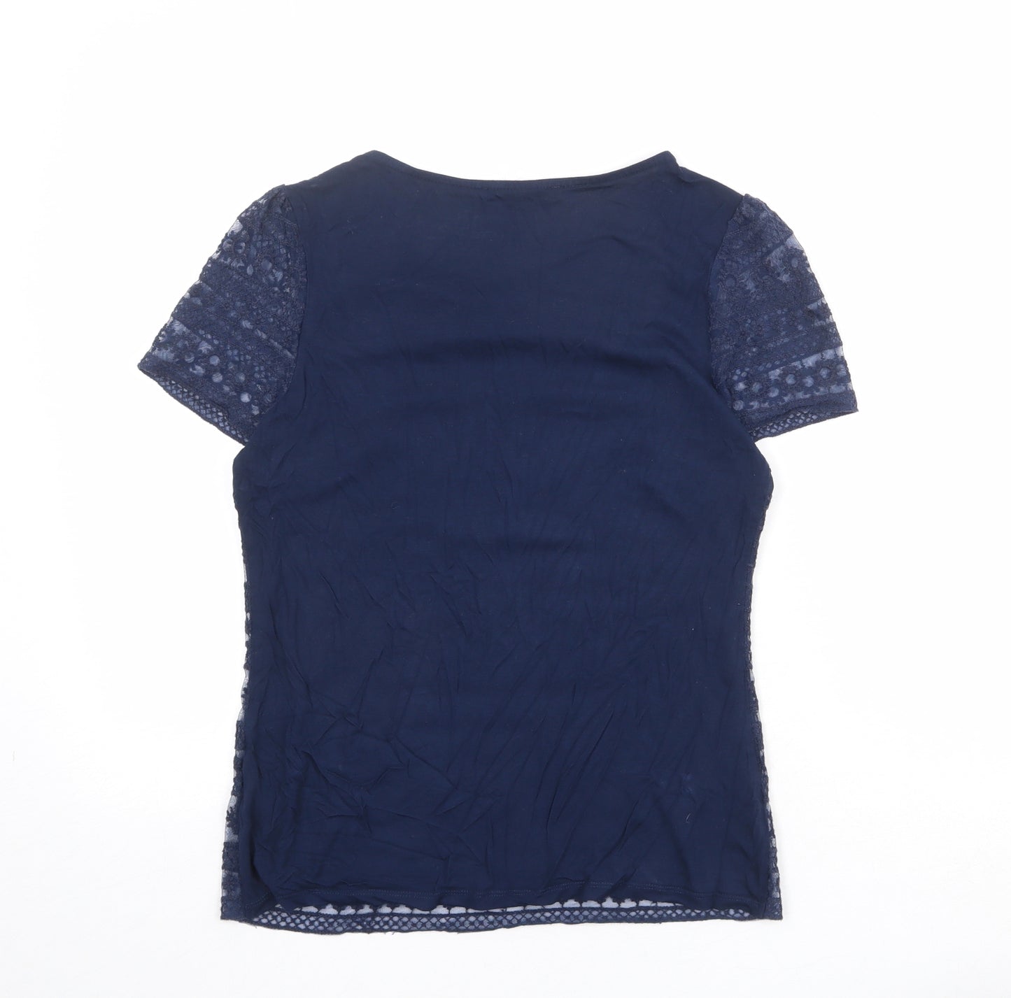 Oasis Womens Blue Cotton Basic T-Shirt Size S Round Neck